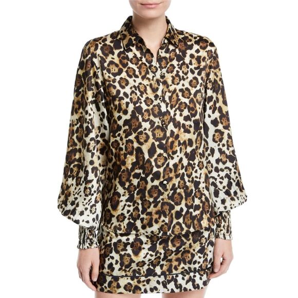 Alexis Romana Leopard-Print Button-Down Blouse - Picture 2 of 13